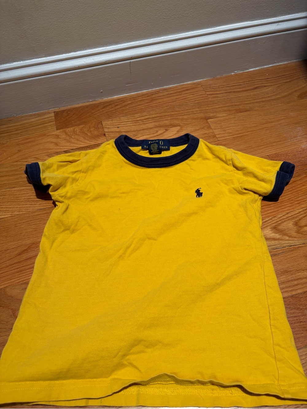 Ralph Lauren Yellow Tee with Navy Trim - Kids